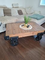 Couchtisch Holz mit Rollen Industrial Look👌