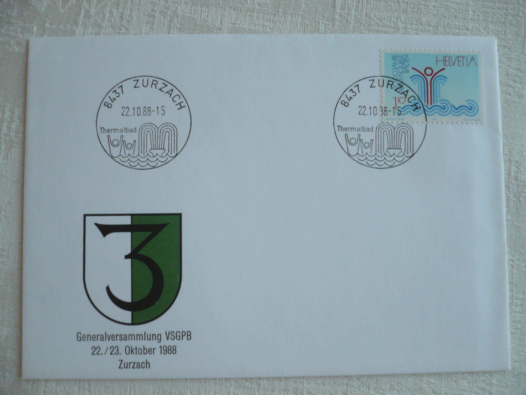 Alle Briefmarken: 1988 GV VSGPB, Zurzach – Gebraucht aus Zürich von saltandpepper008