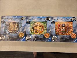 3x Ravensburger Escape Puzzle - Circle 919 London,Paris,Rom
