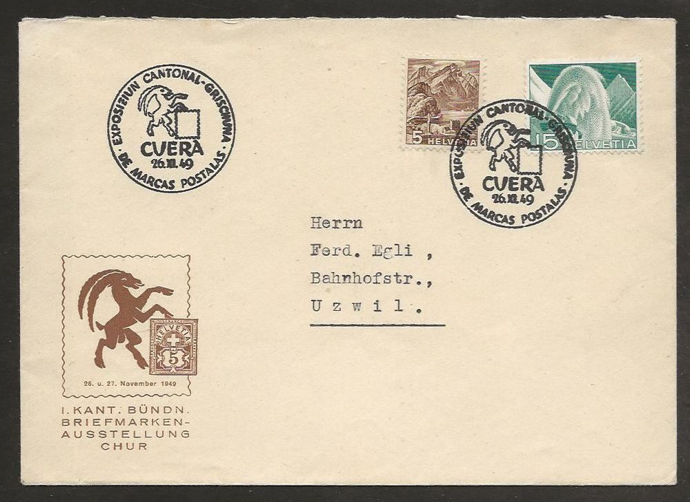 1949 20 Rp Brief Briefm Ausstellung CHUR Kaufen auf Ricardo