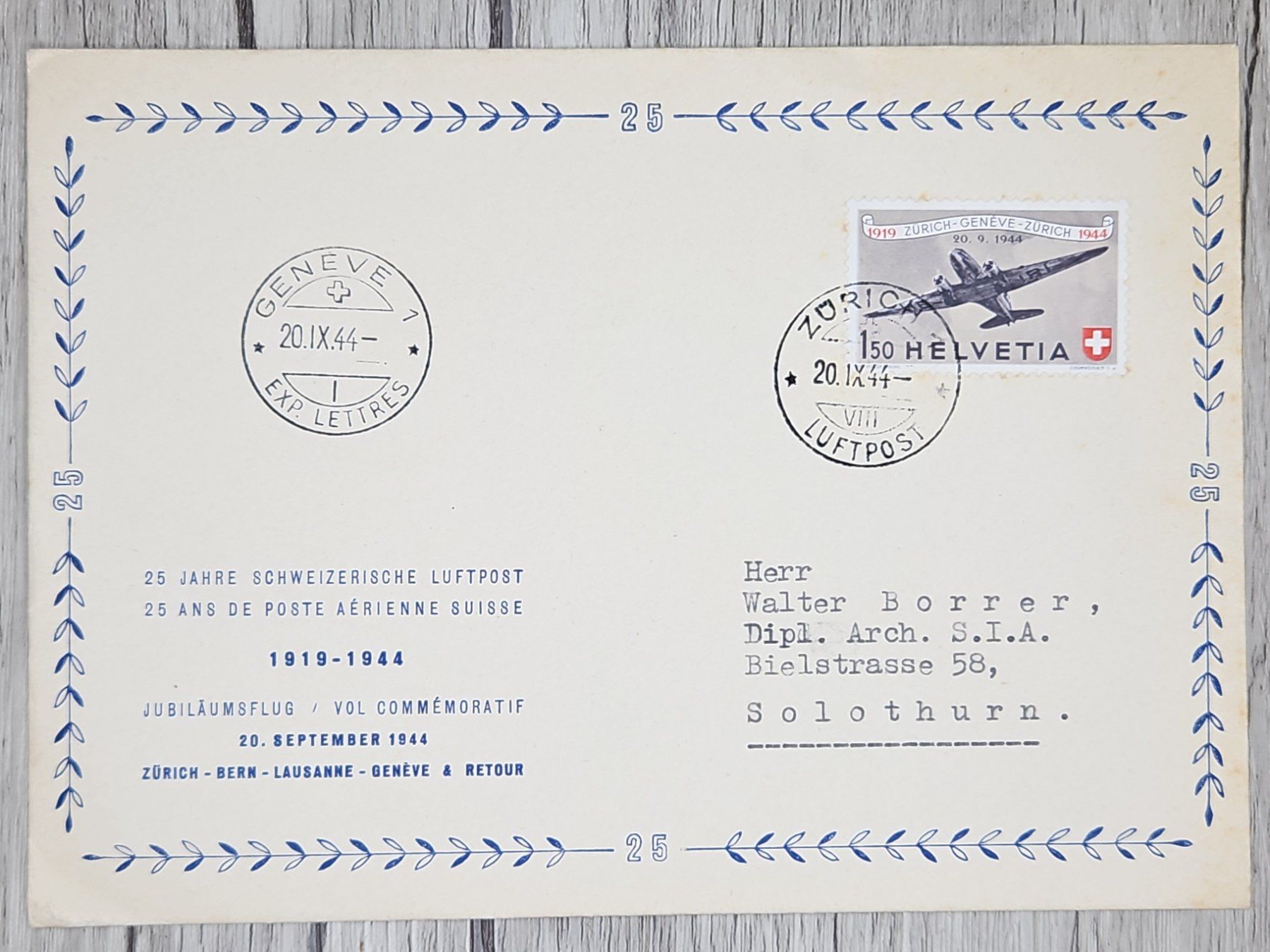 Tutti i francobolli: CL13 Enveloppe + Timbre Suisse 1944 – Usato da Cousset venduto da Patrick_Collections