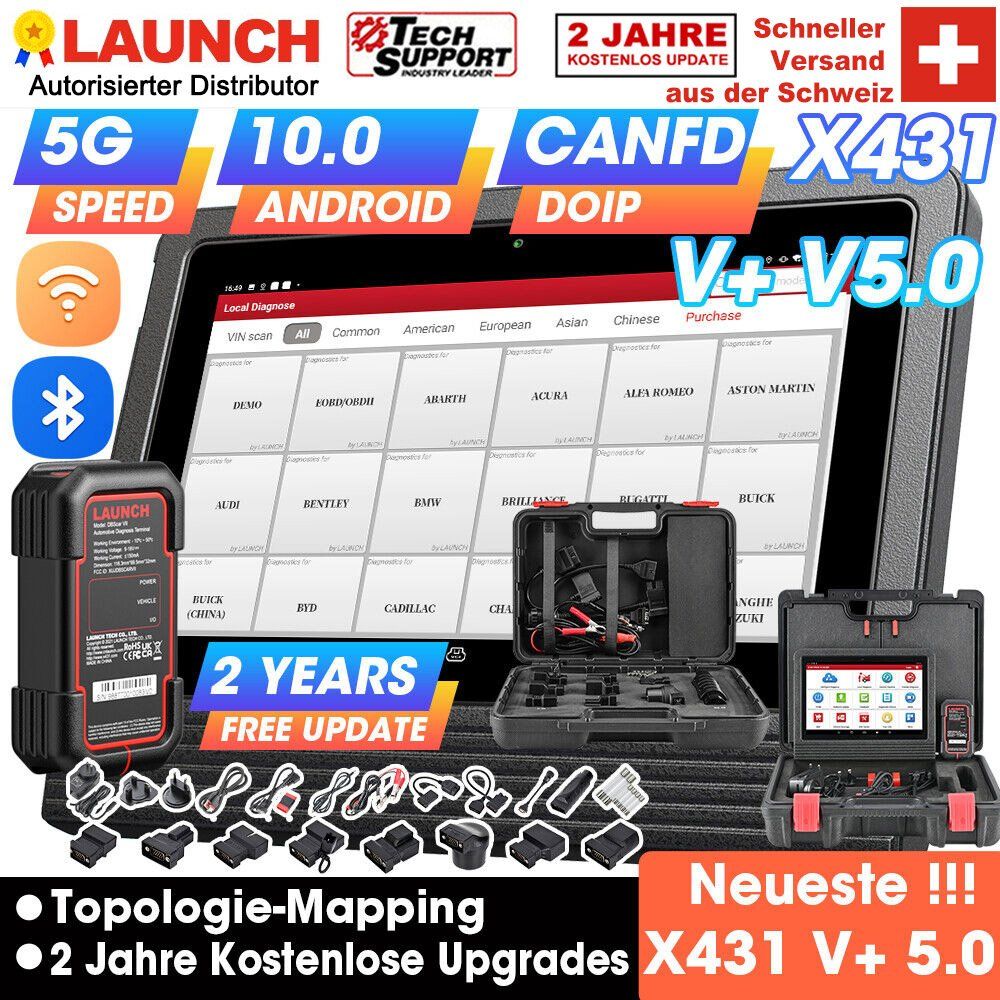 Launch Alle Werkzeuge: LAUNCH X431 V+ V5.0 WiFi Bluetooth Voll System Diagnosegerät – Neu und originalverpackt aus Malans GR von BUYBEST-Schweiz
