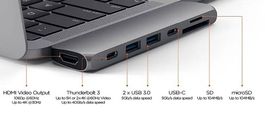 Macbook Hub Satechi. 2x USB-C, 4K HDMI, 2x USB 3.0, Micro SD