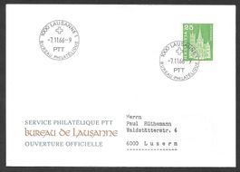 Sonderbrief Eröffnung Philatelistenbureau Lausanne 7.11.1966
