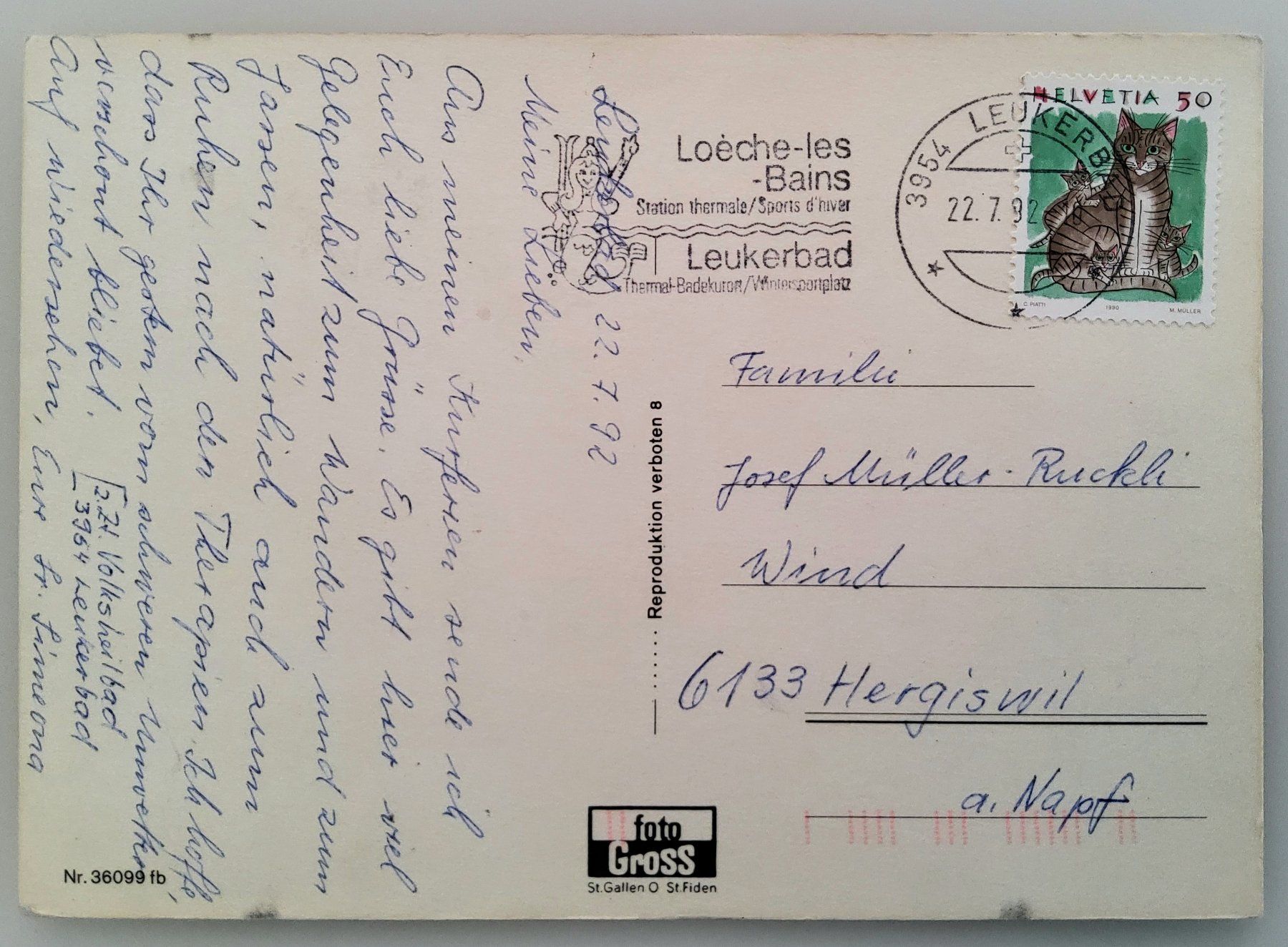 Cartoline postali: Ansichtskarte Jassen, De viert' Bur!, gest.1992 Leukerbad – Usato da Buchrain venduto da mue_kru 1