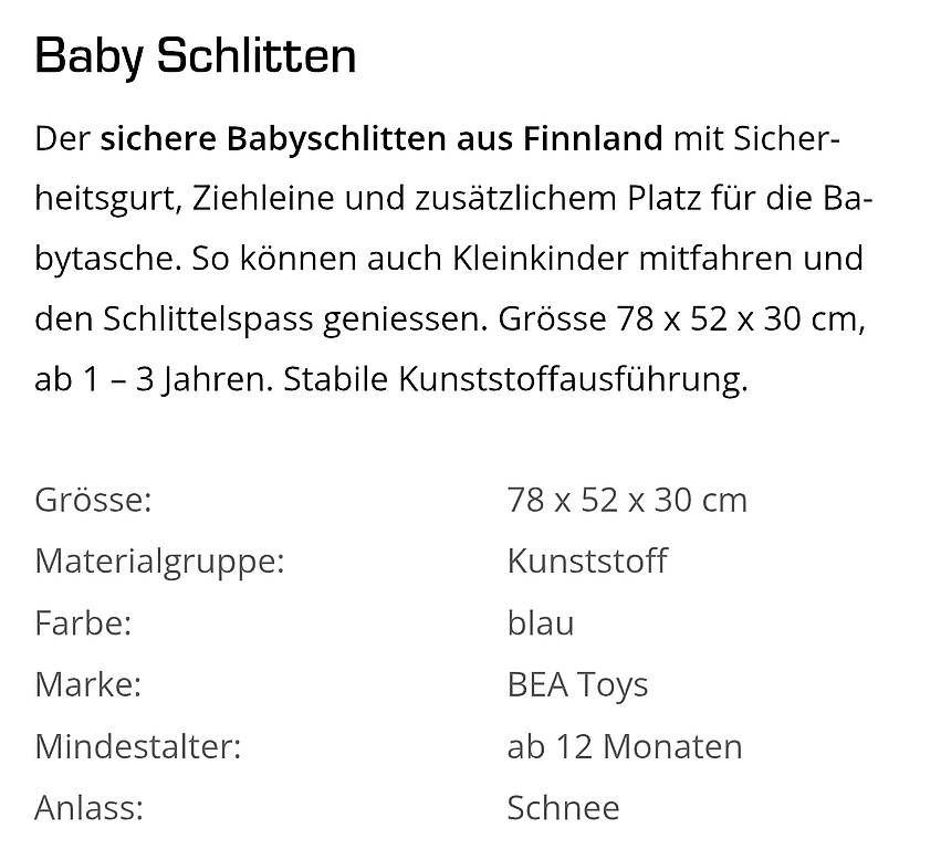 Slitta: Baby Schlitten – Usato da Safenwil venduto da RockyFlocky 1