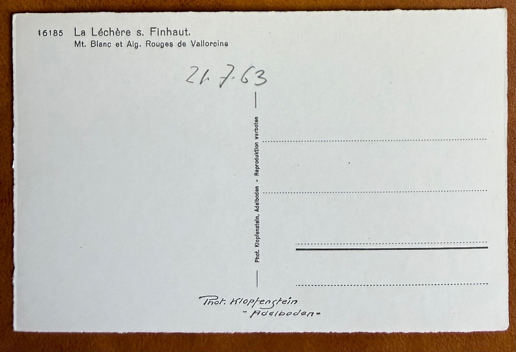 Cartoline postali: Finhaut - La Léchère 1963 – Usato da Lutry venduto da Ediego 1