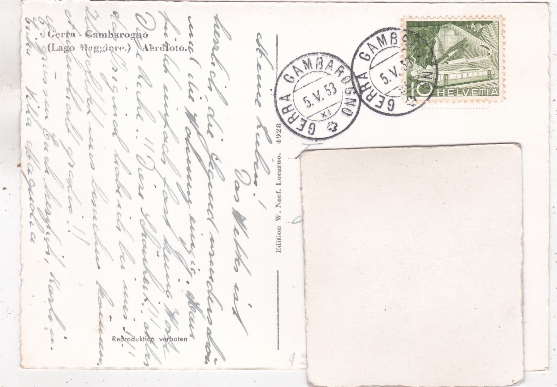Cartoline postali: Gerra Gambarogno 1953 – Usato da Herisau venduto da Lisegrat2008 1