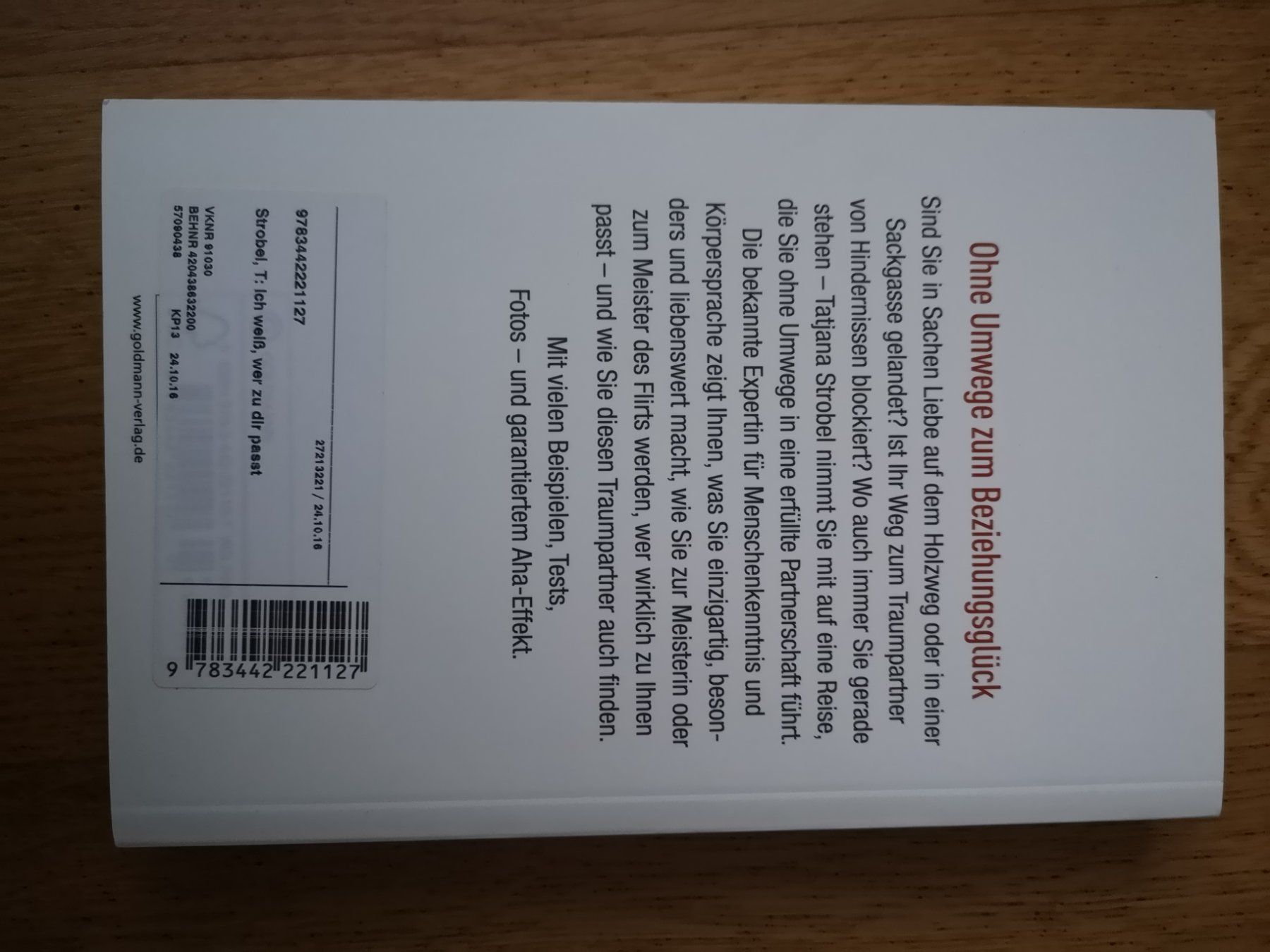 Libri: Tatjana Strobel Ich weiss wer zu dir passt – Usato da Näfels venduto da ChocolateMuffin 1