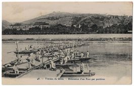 Militaire Travaux du Génie dislocation d'un pont, datée 1911
