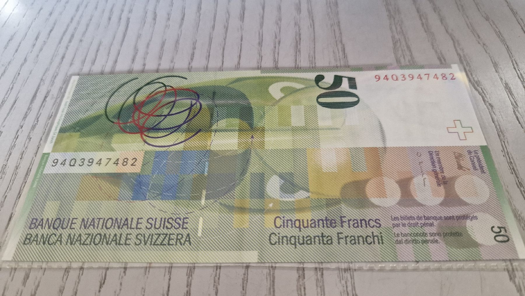 CHF 50 Note - Beschriftet - Schweizer Banknote - 1994 (Neu und ...