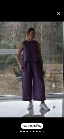 NEU - Leinen Ensembe -Rock+Top  Violett -Gr 46