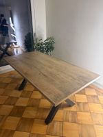 Esstisch aus Holz mit schwarzem Metallgestell – 180 × 90 cm