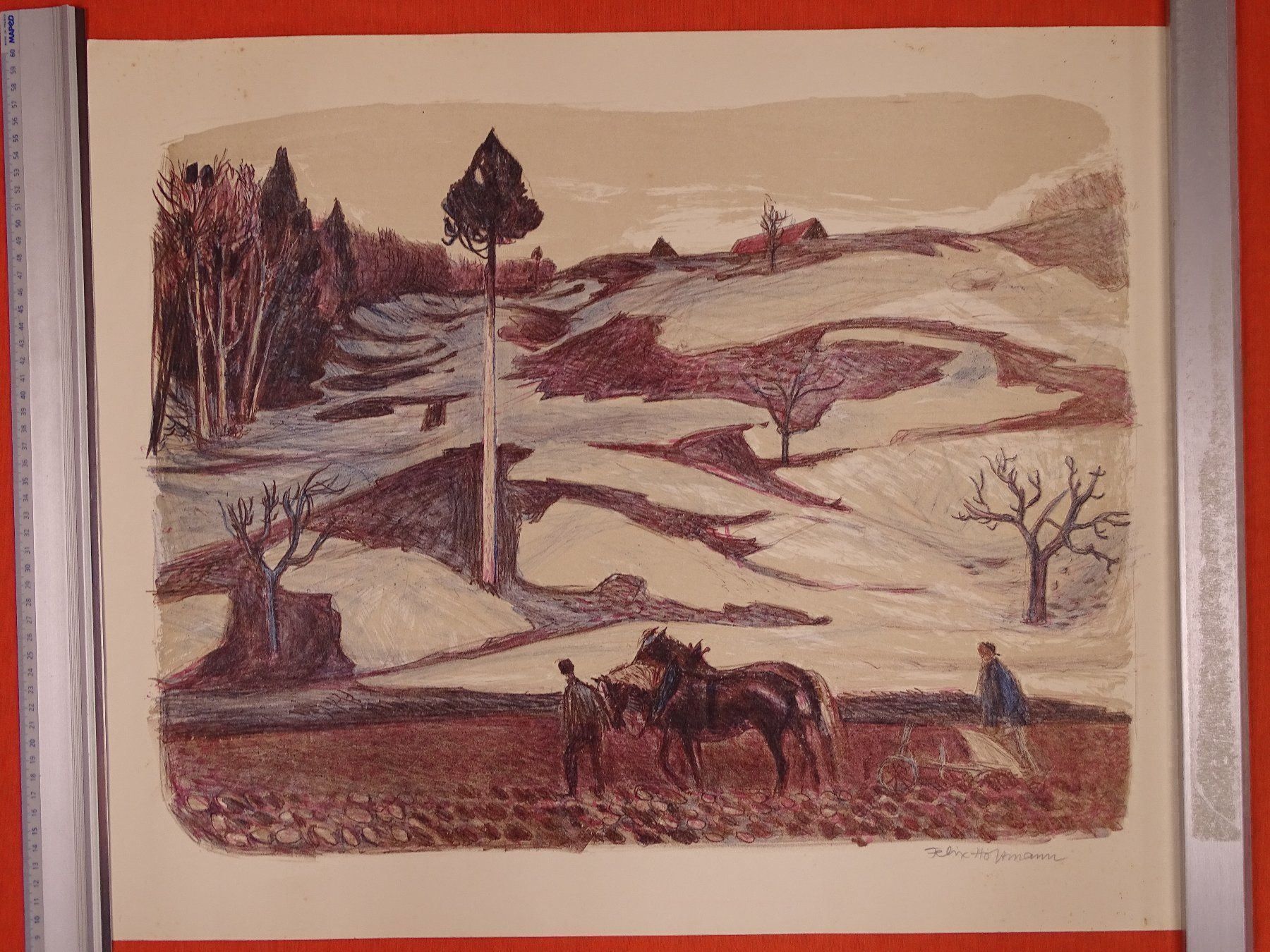 Grafica & Litografie: FELIX HOFFMANN: LITHOGRAPHIE PFLÜGENDE – Usato da Grüningen venduto da Kartensammler