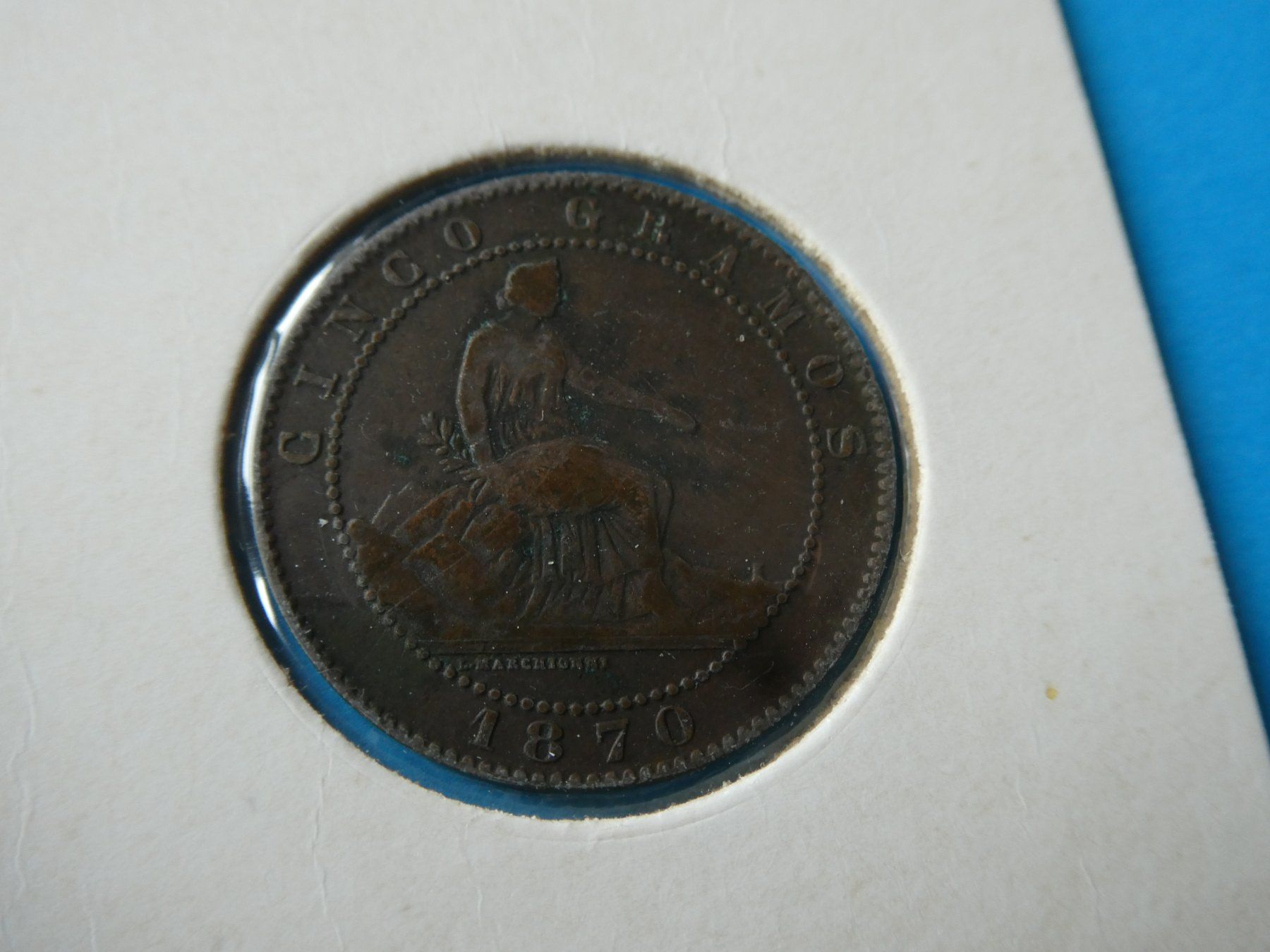 Tutti le monete: Spanien 1870, 5 Centimos – Usato da Hinterforst venduto da Rohusri 1
