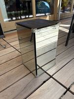 Beistelltischchen Glas-Säule mit Holzplatte