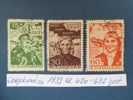 Sowjetunion 1939 Nr. 690-692 gestempelt