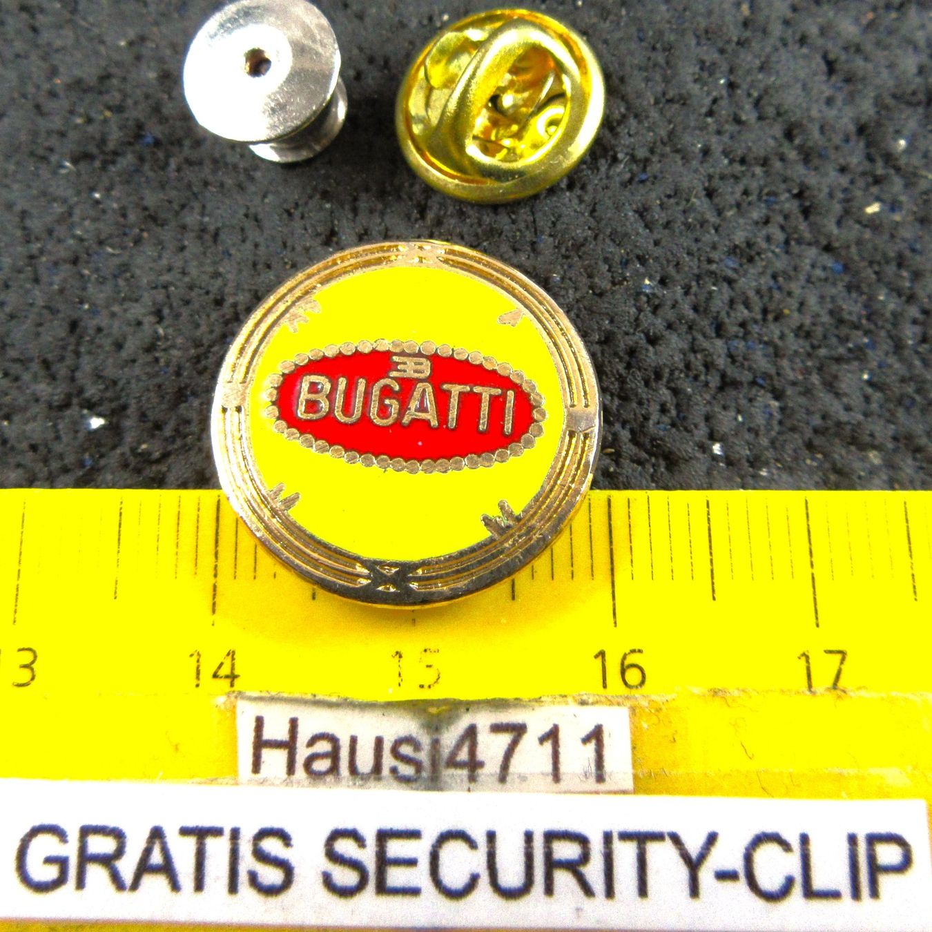 Bugatti Plaketten & Abzeichen: BUGATTI AUTO LOGO SCHMUCK-PIN ENAMEL MIT SECURITY-CLIP – Gebraucht aus Ettingen von Hausi4711