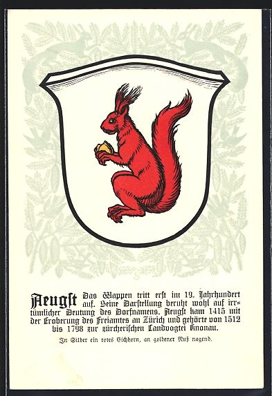 Ansichtskarten: Aeugst, Wappen mit rotem Eichhorn – Gebraucht aus Berlin von bartko-reher
