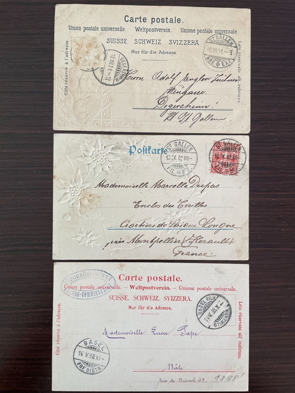 Cartoline postali: ST. GALLEN 9 SPEZIELLE Ansichtskarten, Jugendstil – Usato da Wald ZH venduto da TLILEF 2