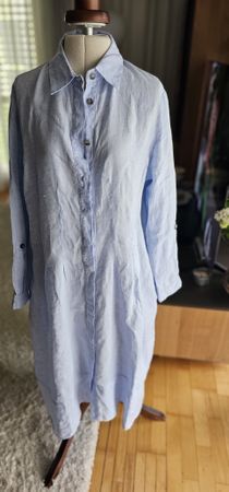 Peserico Leinenkleid Hemdblusenkleid blau Gr. 48( IT)