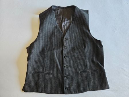 Gilet homme gris rayé, style classique, taille 48-50
