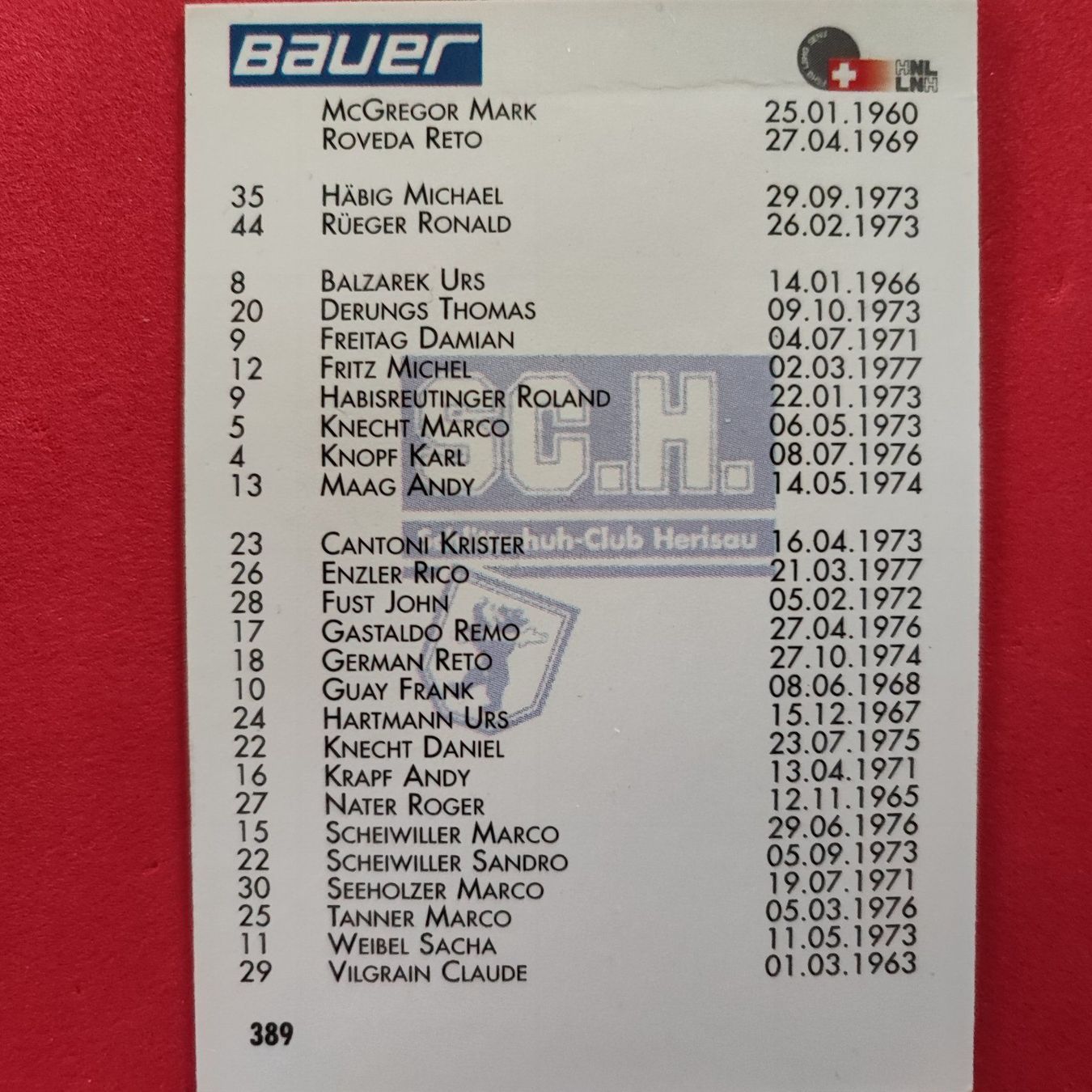 Carte collezionabili: SC HERISAU TEAM CARD - 1995/96 – Usato da Dübendorf venduto da kb86_MOVIE 1