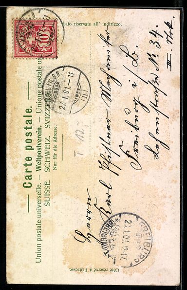 Ansichtskarten: AK Basel, Passanten am Spalenthor, 1901 – Gebraucht aus Berlin von bartko-reher 1