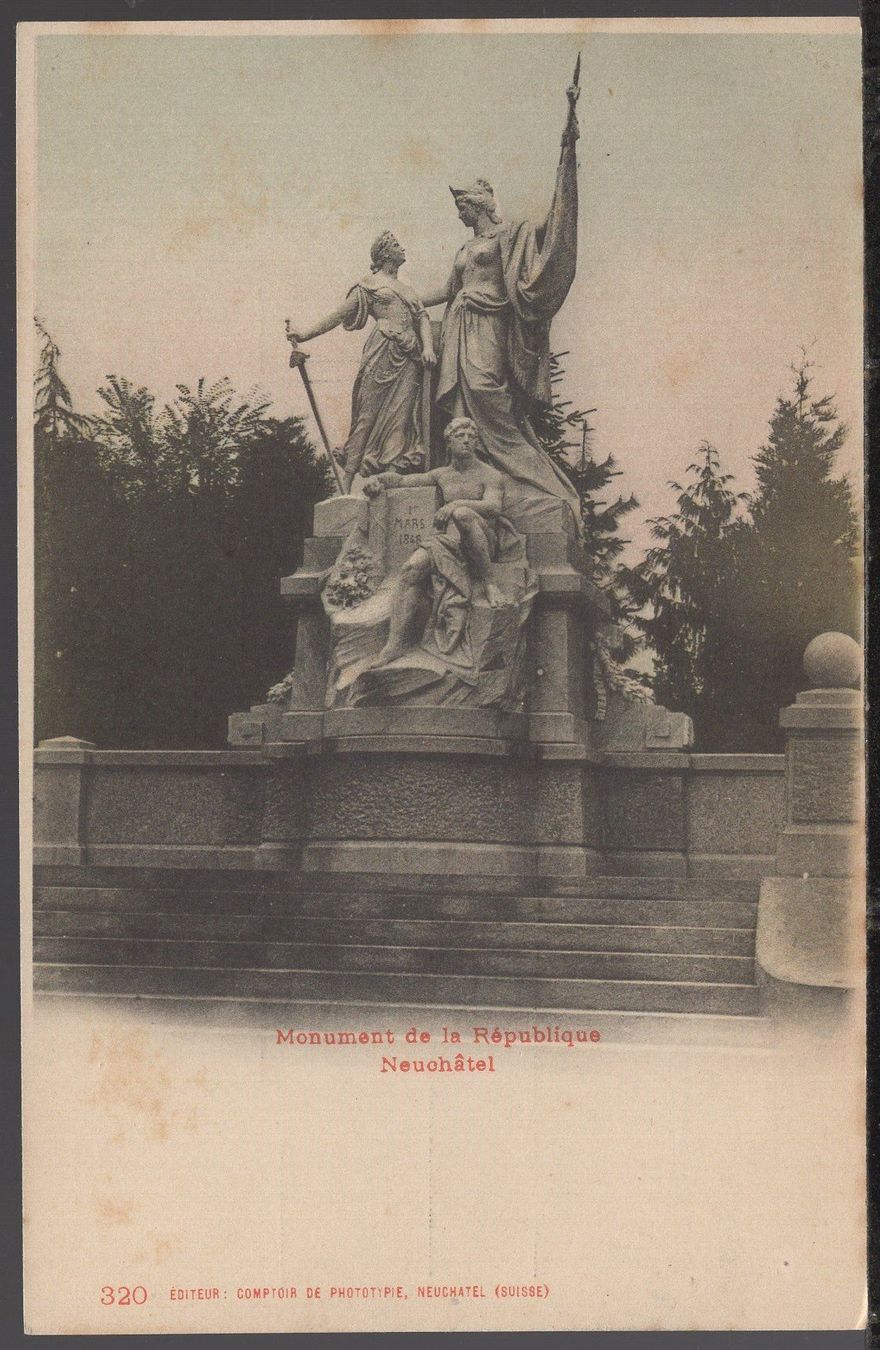 Cartoline postali: NEUCHÀTEL   Monument  de  la  Rèpublique – Usato da Aarau venduto da kufi44