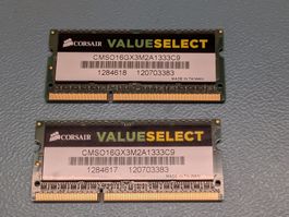 Corsair ValueSelect DDR3-1333 CL9 SODIMM 16GB (2x 8GB)