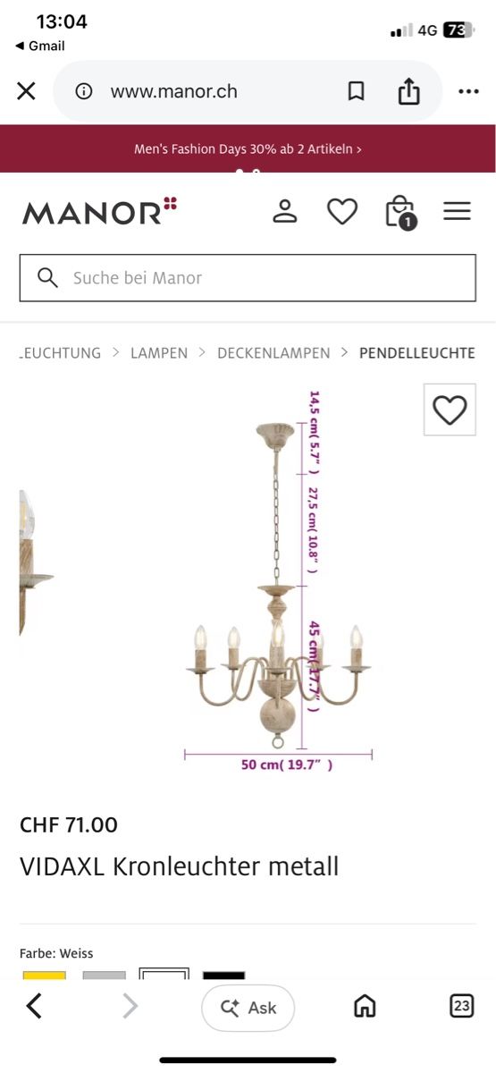 Lampadari & plafoniere: Kronleuchter neu (unverpackt) – Nuovo e nell'imballaggio originale da Emmenbrücke venduto da IchMaya 2