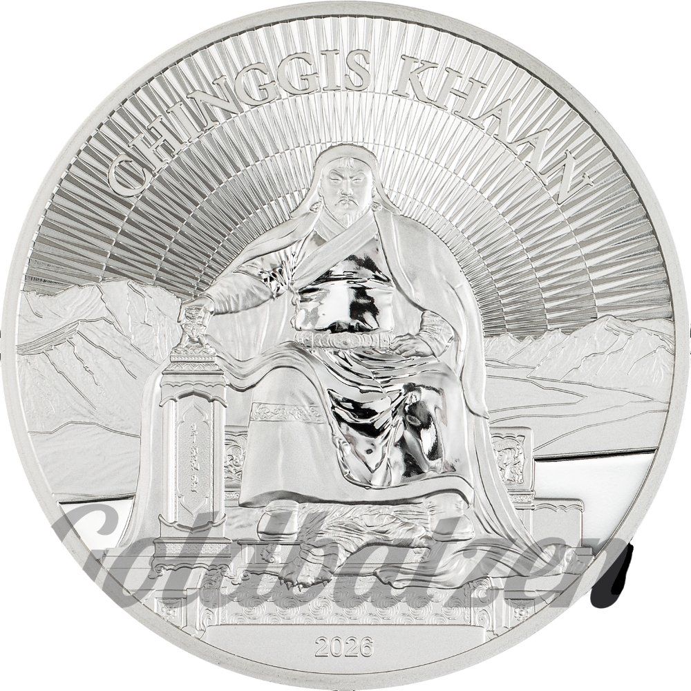 Toutes les monnaies: Mongolia Chinggis Khaan 2026  1oz – Neuf avec emballage d'origine à Liestal par Goldbatzen 1