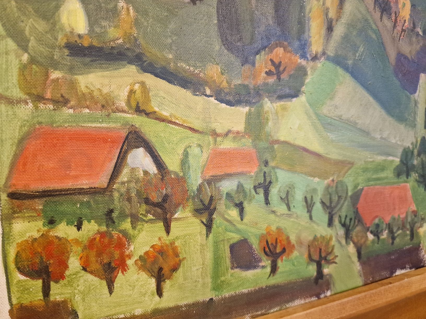 Dipinti: Ölgemälde Landschaft mit Häusern unsigniert – Usato da BERN venduto da Intarsia 3