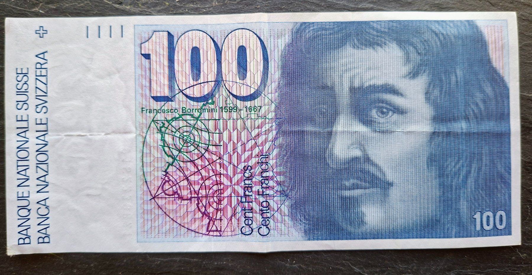 Billets de banque: Schweizer 100er Note –  Francesco Borromini – D'occasion à Muttenz par Skyealba