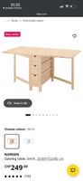 NORDEN Gateleg table, birch, 26/89/152x80 cm