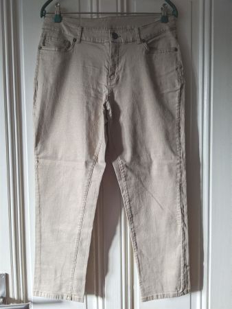 C.V. : Jean beige pailleté d'or pâle 40-42