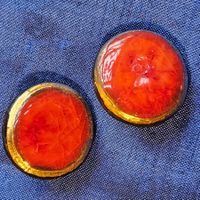 Vintage orange Ohrclips, ca 50er Jahre