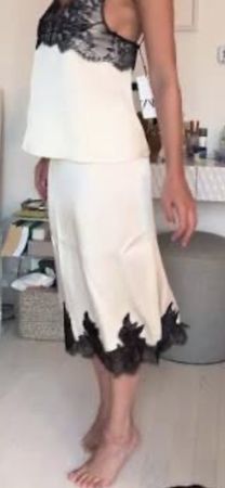 Zara Ecru Lace Trim Skirt, Size M