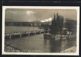 Genève, Ile Rousseau, Pont du Mont-Blan