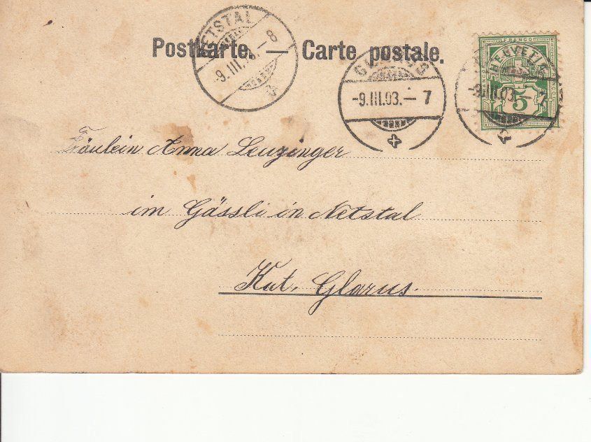 Cartoline postali: Glarus Kantonsspital 1903 – Usato da Bürglen TG venduto da StampGraf 1