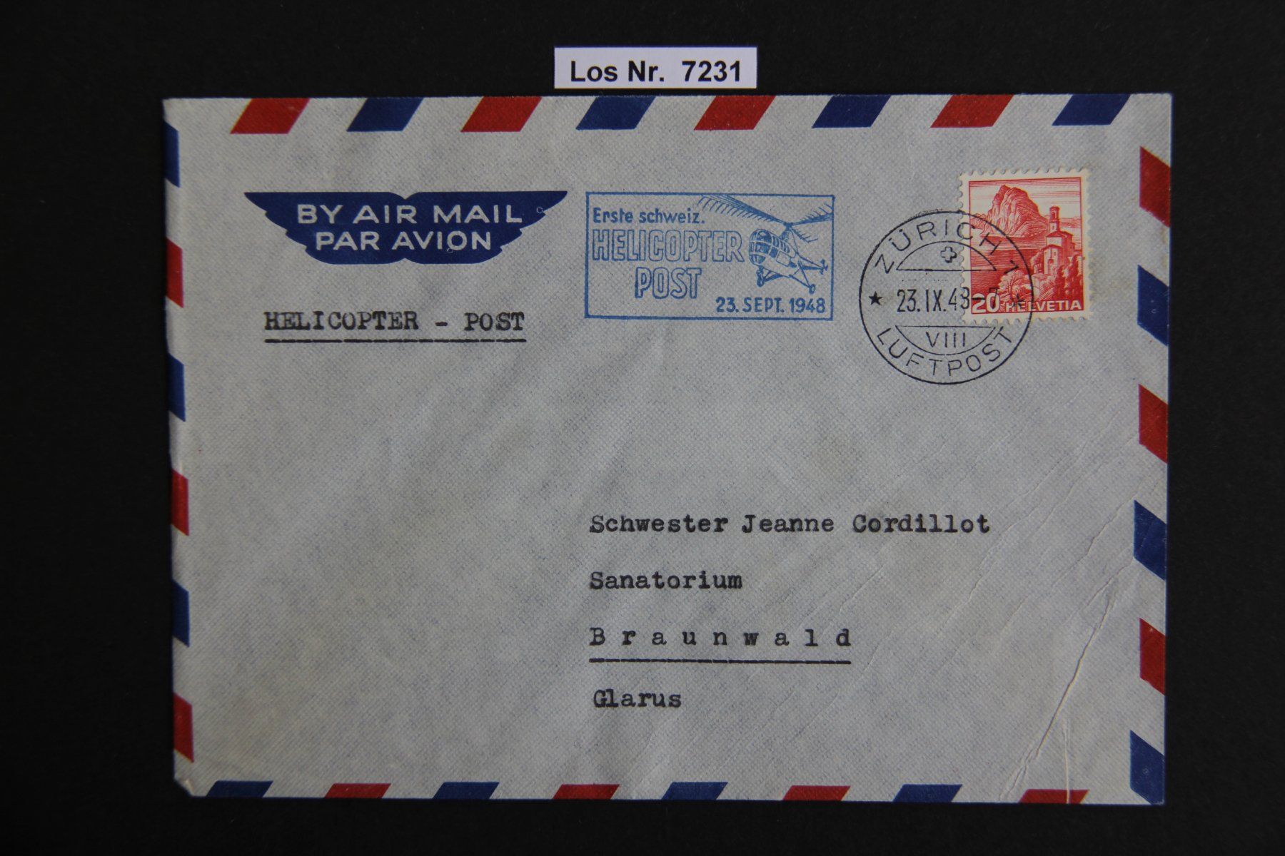 Alle Briefmarken: CH 1948 Flugpostbrief mit Sonderstempel             Los 7231 – Gebraucht aus Volken von jukon65