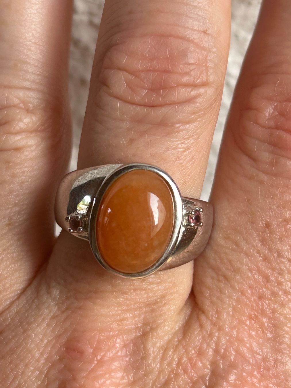 Ringe: Silberring mit orangefarbenem Stein rosa (57.5) – Gebraucht aus Laufen von Bellebellezza 1
