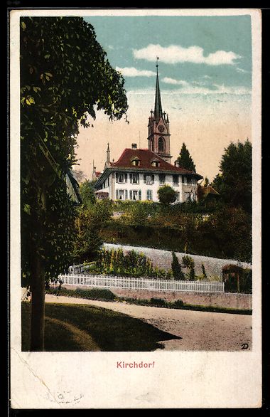 Cartoline postali: AK Kirchdorf, Blick zur Kirche – Usato da Berlin venduto da bartko-reher