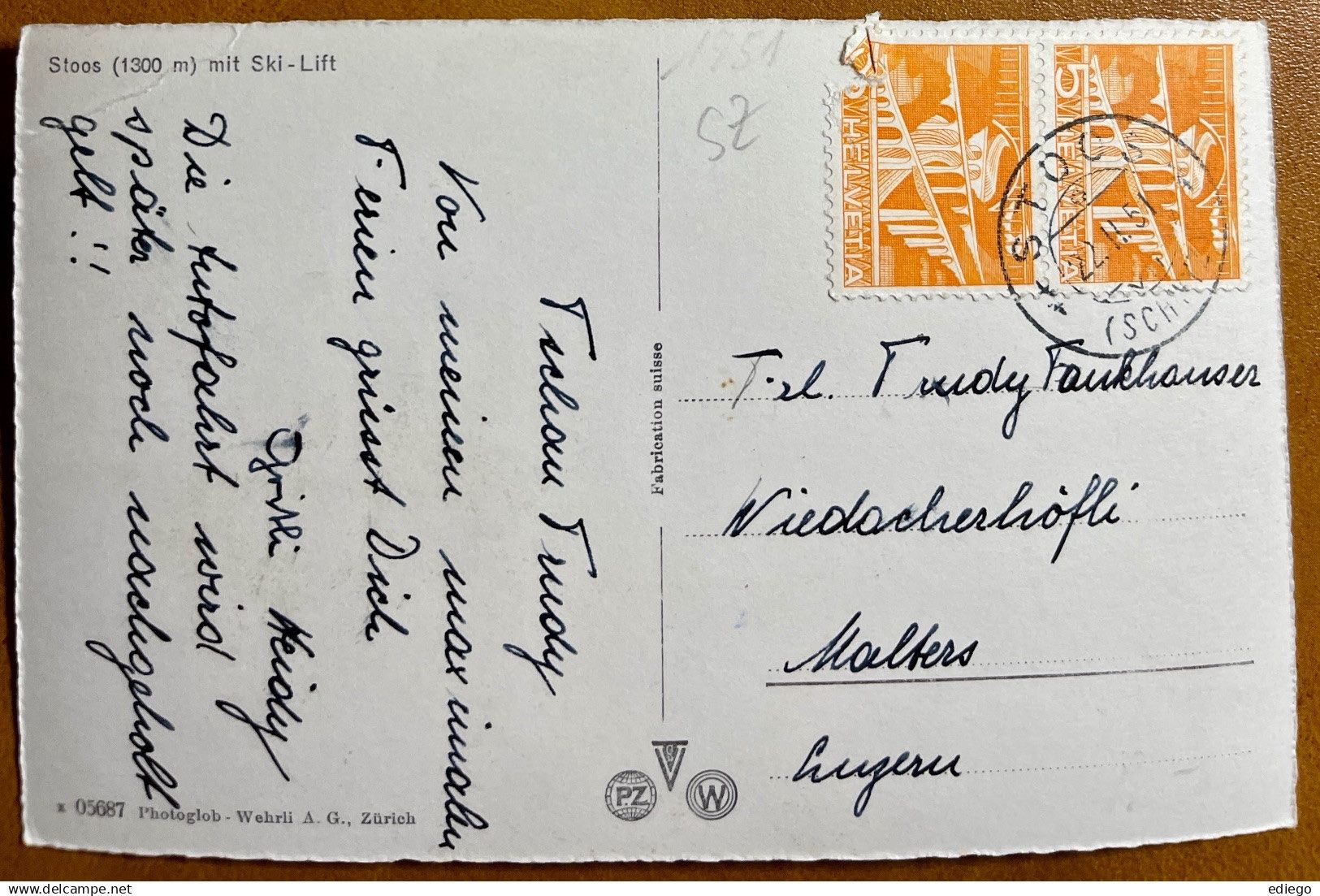 Cartoline postali: STOOS - Ski Lift 1951 – Usato da Lutry venduto da Ediego 1