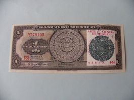 Mexiko 1 Peso Banknote mit Stempel, 1969, Neu