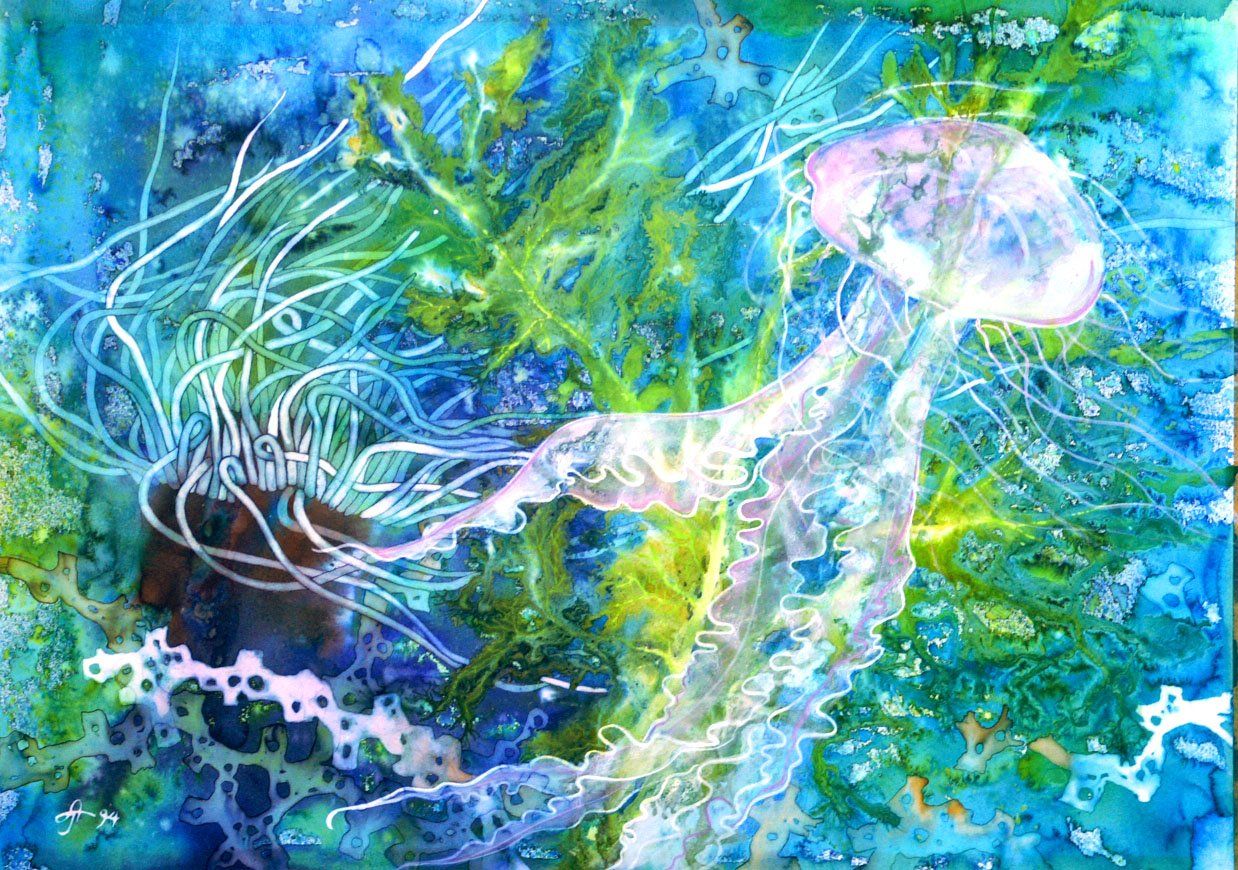 Gemälde: Aquarell Qualle – Neu (gemäss Beschreibung) aus Rietheim von agnieszka1150