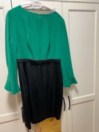 Elegantes Damenkleid Gr. 38 (UK 10) – Grün/Schwarz – Triacet