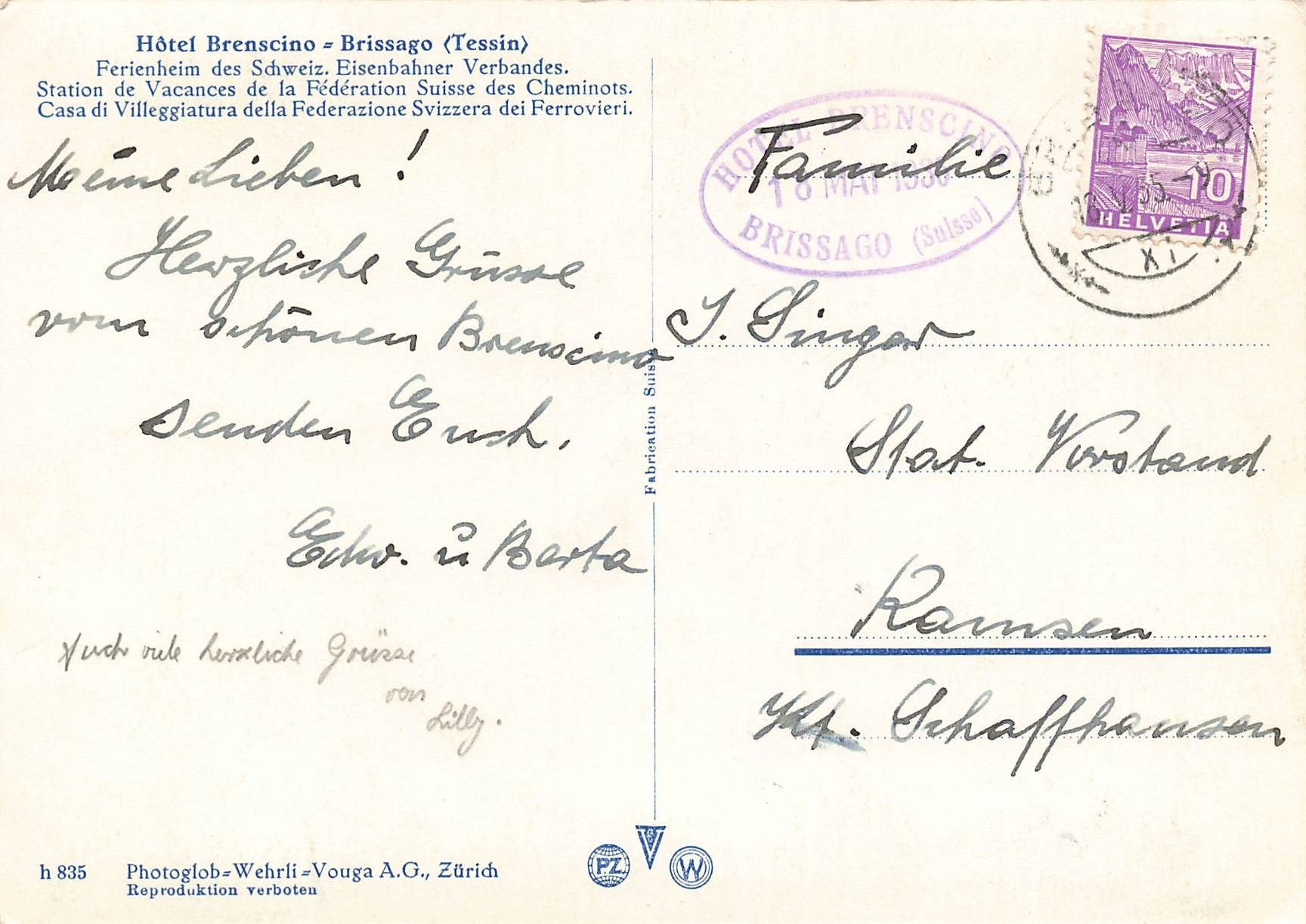 Cartoline postali: Brissago hotel brenscino – Usato da Biasca venduto da Blenio71 1