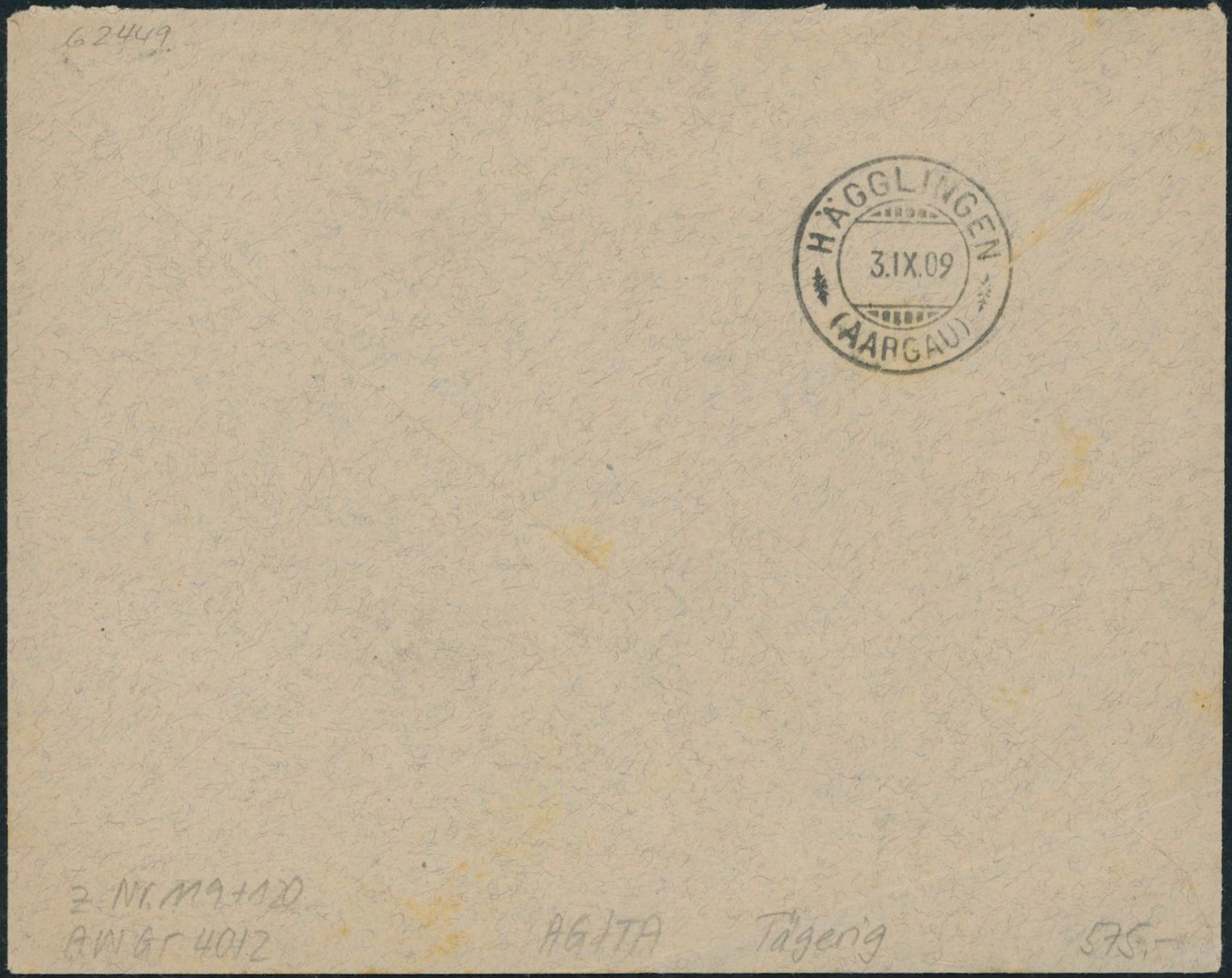 Alle Briefmarken: AG Tägerig - Stabstempel - Brief - BFr – Gebraucht aus Schindellegi von leecollect 1