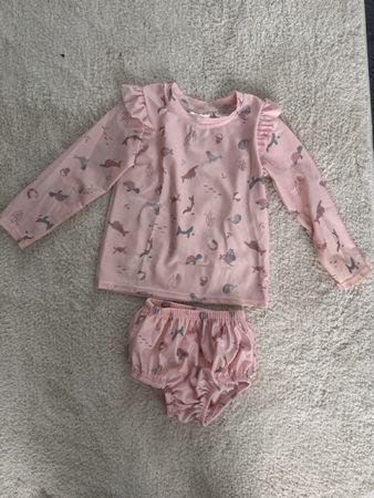 Badeanzug Pink mit Meerestieren Grösse 86/92